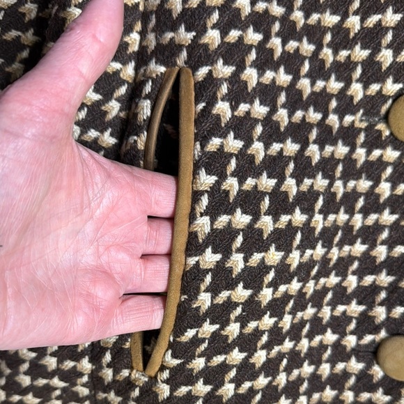 Vintage Horst Mandel Stylish Houndstooth Belted Wool Winter Coat - Picture 3 of 11